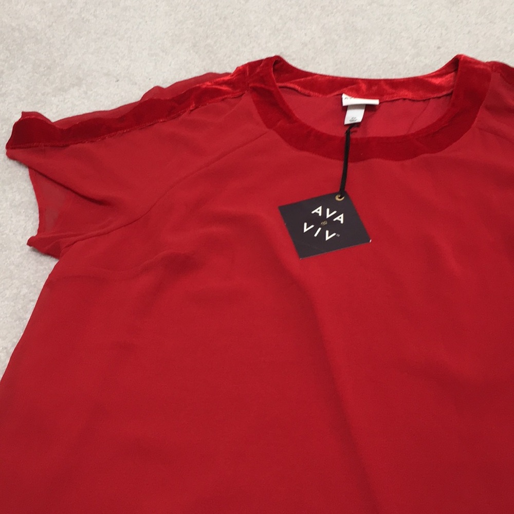 NWT Ava & Viv Red Velvet Top - Picture 5 of 10
